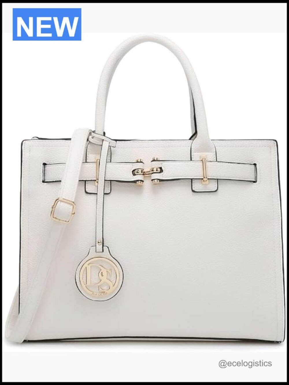 Satchel Handbag Top-Handle Work Tote with Long Strap Faux Leather